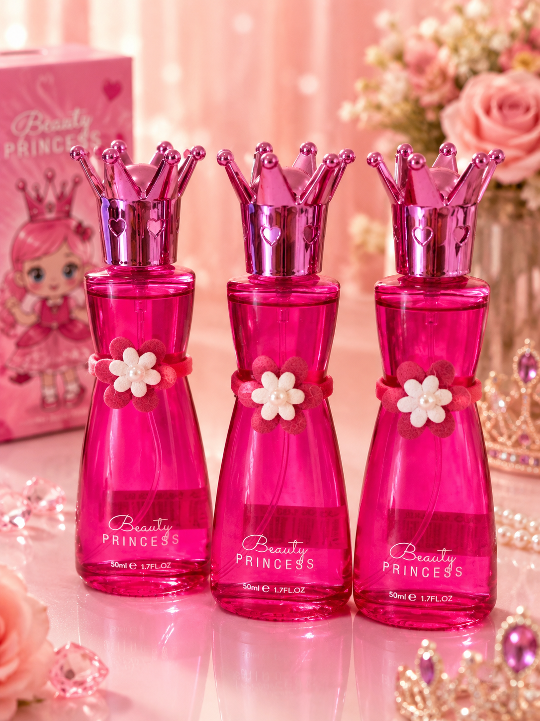 Beauty Princess Kids Perfume- Pink Crown Bottle 50ml